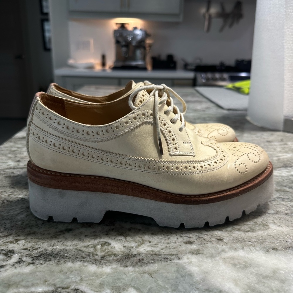 The Office of Angela Scott Miss Lucy Derby Cream Oxfords Platform Size 37 EUC - Picture 2 of 8